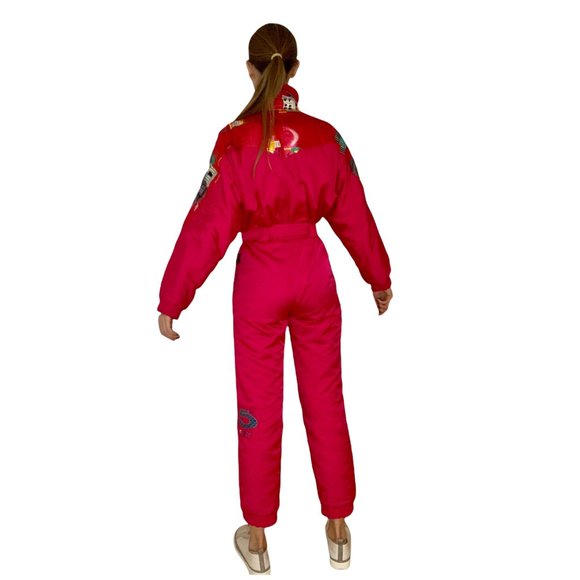 Vintage Skiing Jumpsuit 1980s 5th Avenue Italy Pink Retro Onesie US4 - Picture 6 of 13